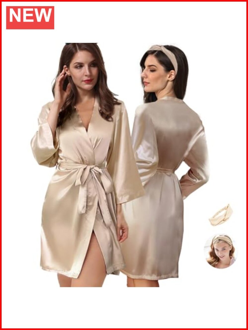 Silk Satin Kimono Robe Bridal Dressing Gown Bride Bridesmaid Short Bathrobe